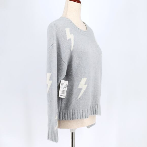 Rails Women Grey Cable Knit Lightning Bolt Perci Relaxed Crewneck Sweater Size S - Picture 5 of 6